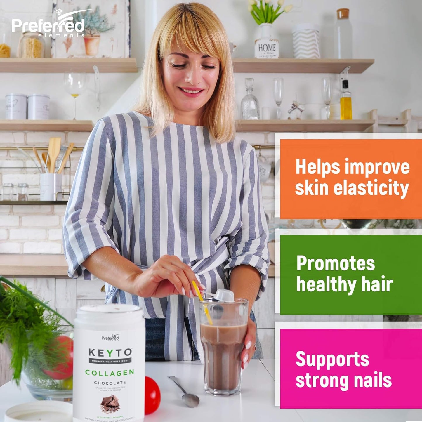 KEYTO Keto Collagen Protein Powder with MCT Oil - Grass Fed & Pasture Raised Peptides - Low Carb Diet & Snacks - Chocolate Flavor