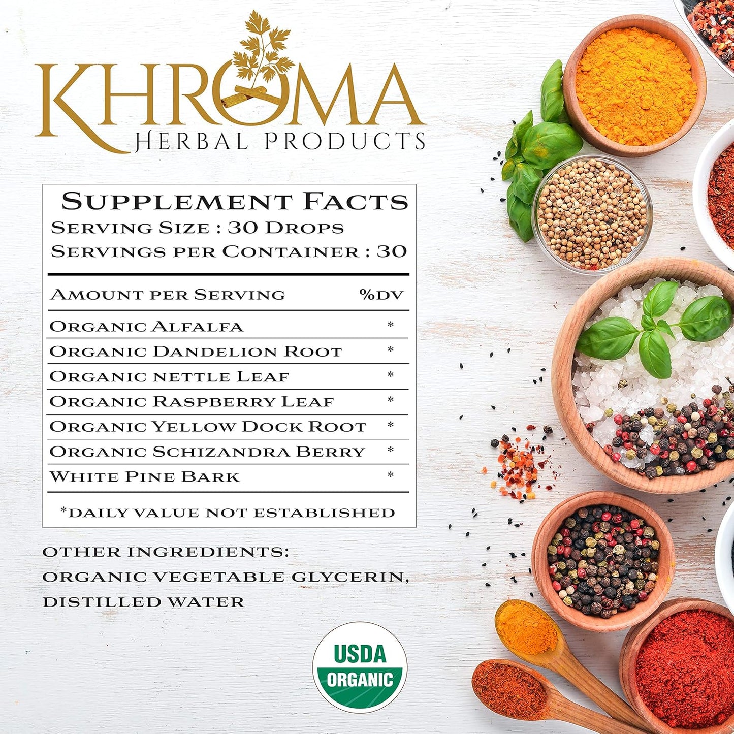 Khroma Herbs Organic Trace Minerals Liquid Supplement - 2 oz Plant-Based Blend for Optimal Absorption - 30 Servings