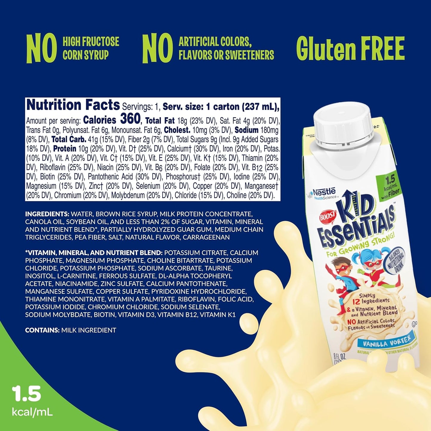 Kid-Friendly Boost Essentials 1.5 with Fiber in Vanilla Flavor - Nutritious Drink for Children