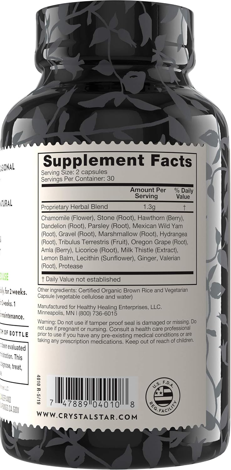 Kidney Care Herbal Supplement - Cleanse, Detox & Support - Stone Root, Gravel Root, Hydrangea Root - Non-GMO & Gluten-Free - 60 Capsules
