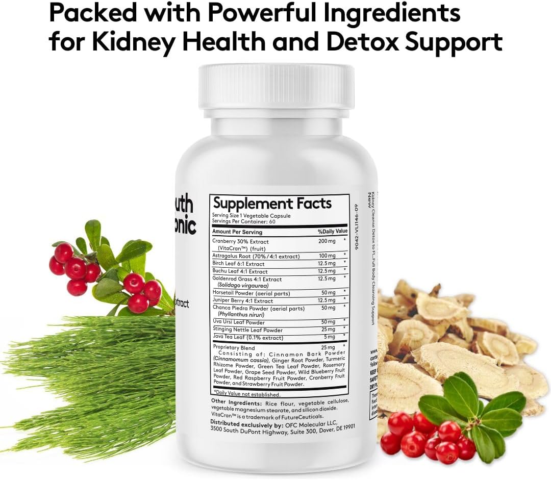 Kidney Cleanse Detox Capsules for Youthful Urinary Tract & Bladder Health - 60 Capsules