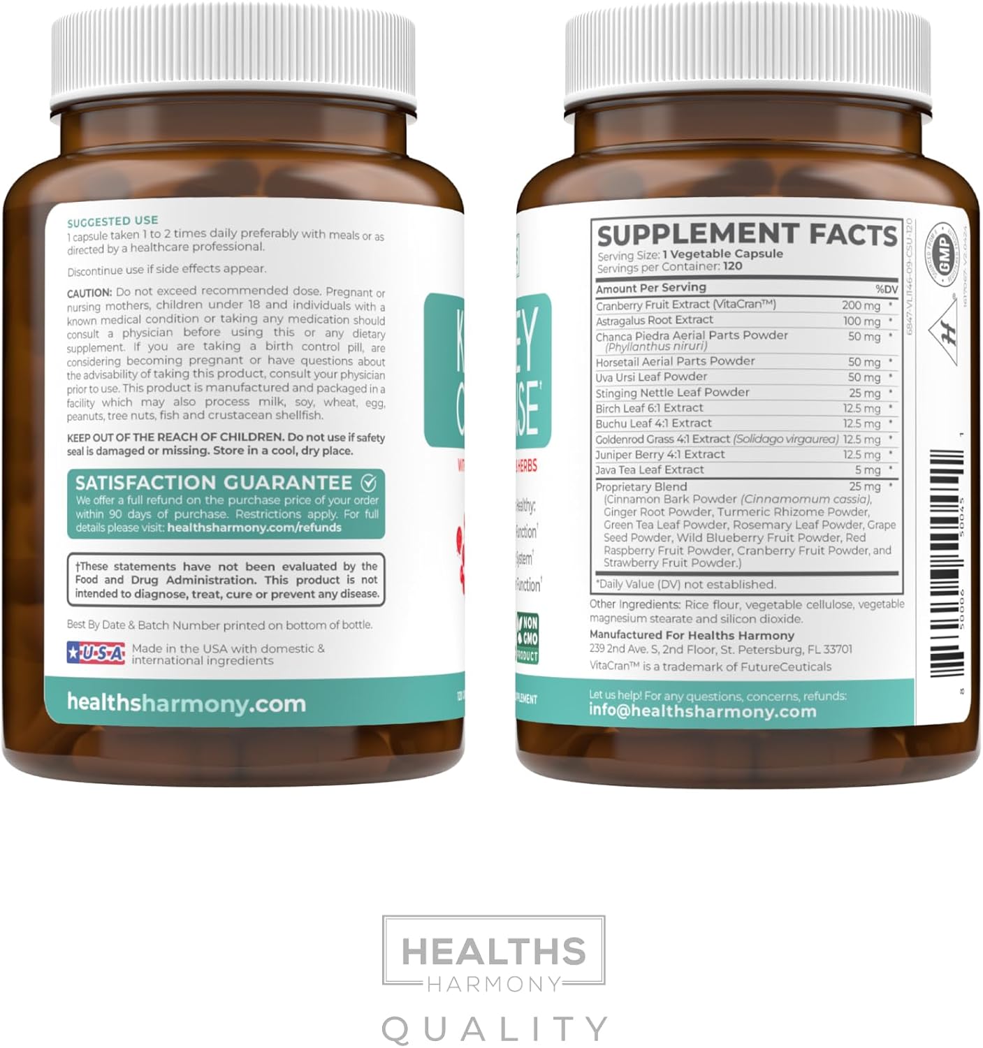 Kidney Cleanse Detox & Repair Supplement - Supports Urinary Tract Health - Powerful Cranberry Extract & Natural Herbs - 120 Vegetarian Capsules