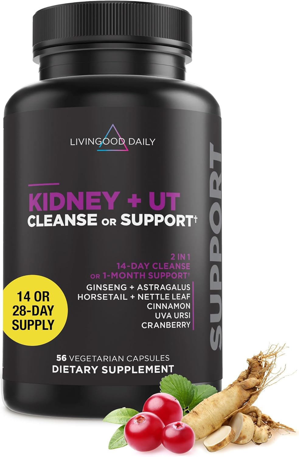 Kidney Support Supplement for Men & Women - 14-Day Cleanse & Detox Capsules for Renal, Bladder & UTI Health - Non-GMO Formula (56 Capsules)