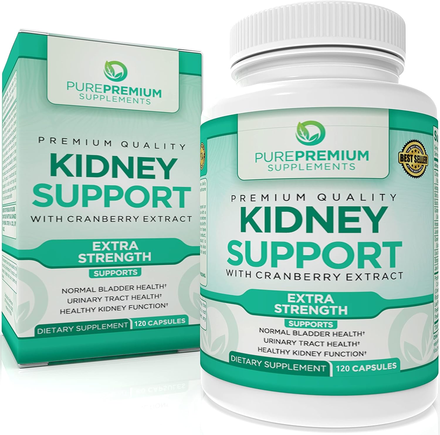 Kidney Support Supplement with Cranberry Extract for Urinary Tract Health - 120 Capsules - 4 Months Supply for Men & Women