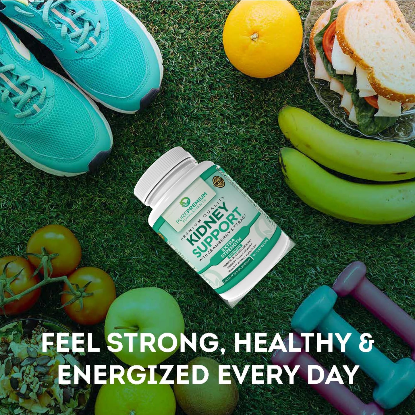 Kidney Support Supplement with Cranberry Extract for Urinary Tract Health - 120 Capsules - 4 Months Supply for Men & Women