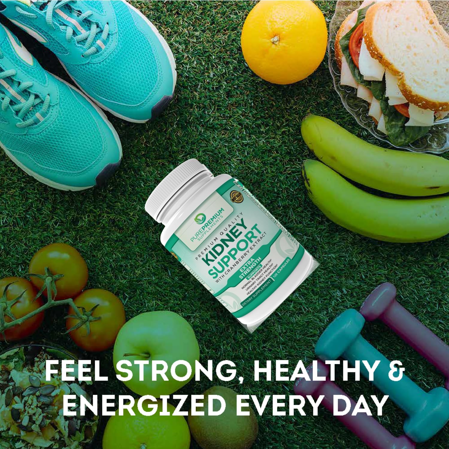 Kidney Support Supplement with Cranberry Extract for Urinary Tract Health - 120 Capsules - 4 Months Supply for Men & Women