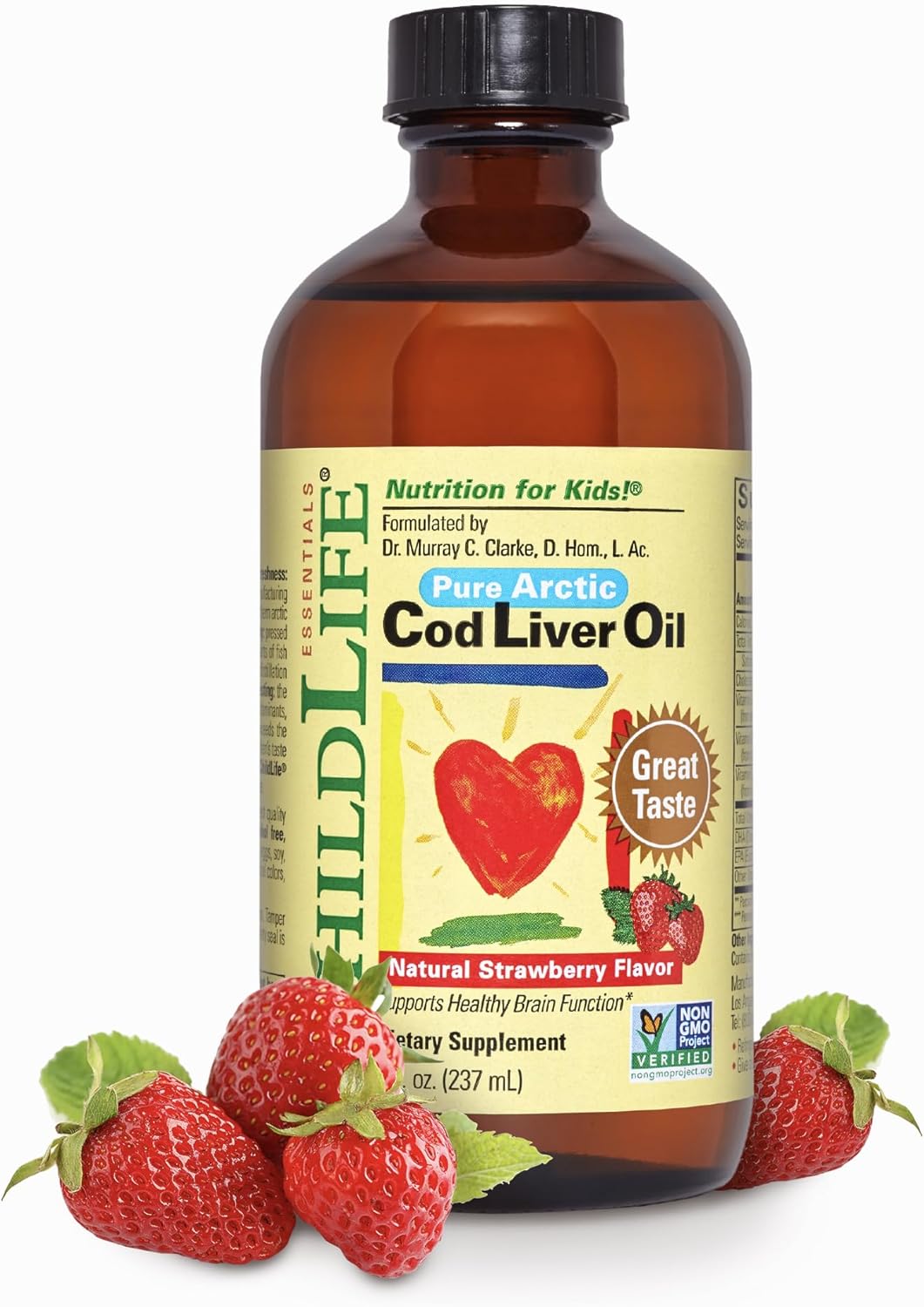 Kids Arctic Cod Liver Oil Liquid with DHA, EPA, Omega-3 Fatty Acids - Strawberry Flavor, 8 fl oz