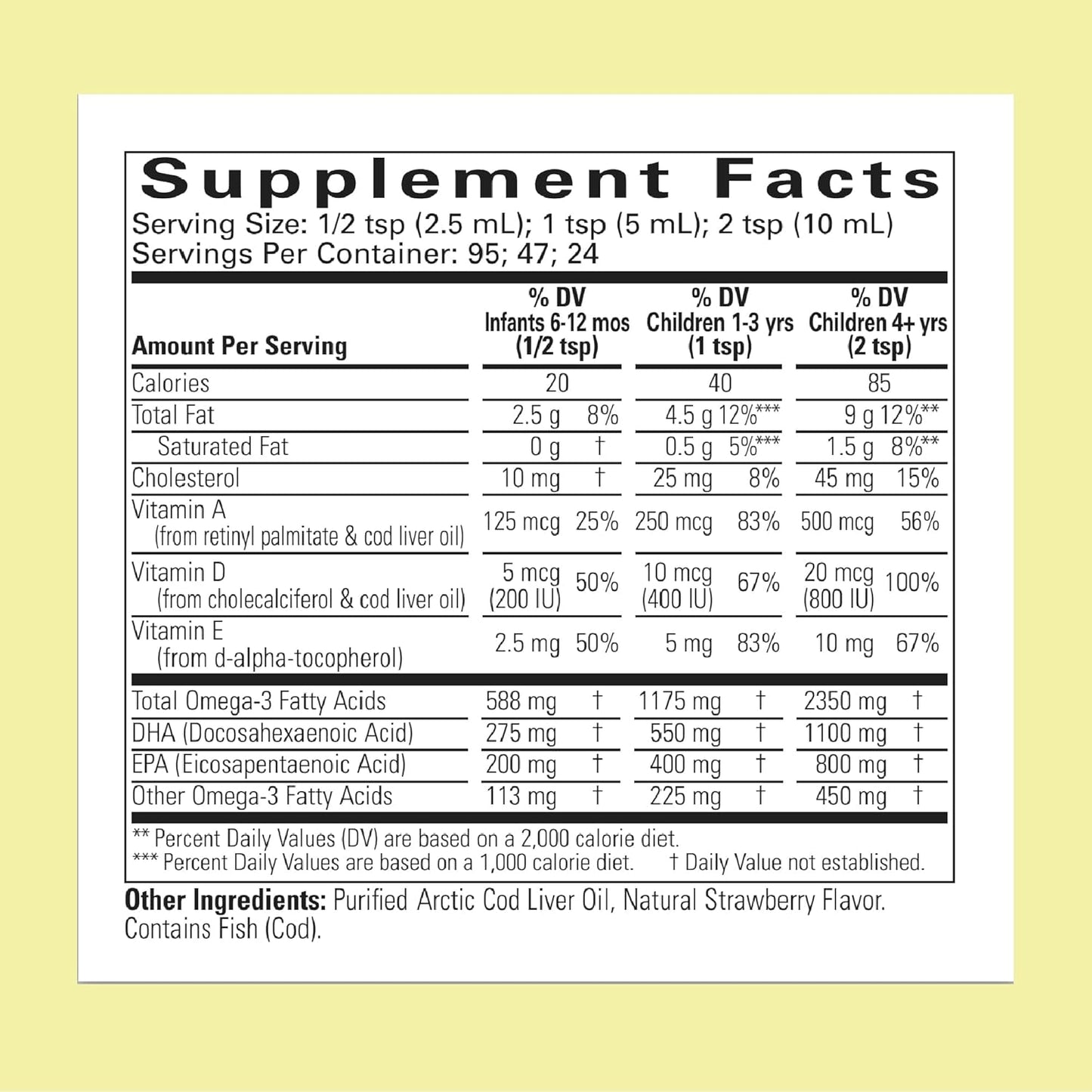 Kids Arctic Cod Liver Oil Liquid with DHA, EPA, Omega-3 Fatty Acids - Strawberry Flavor, 8 fl oz