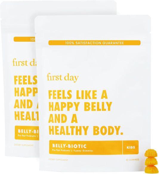 Kids' Belly-Biotic Tribiotic Gummies: Prebiotic, Probiotic, & Postbiotic Support for Gut Health & Immune Function - 60-Day Supply