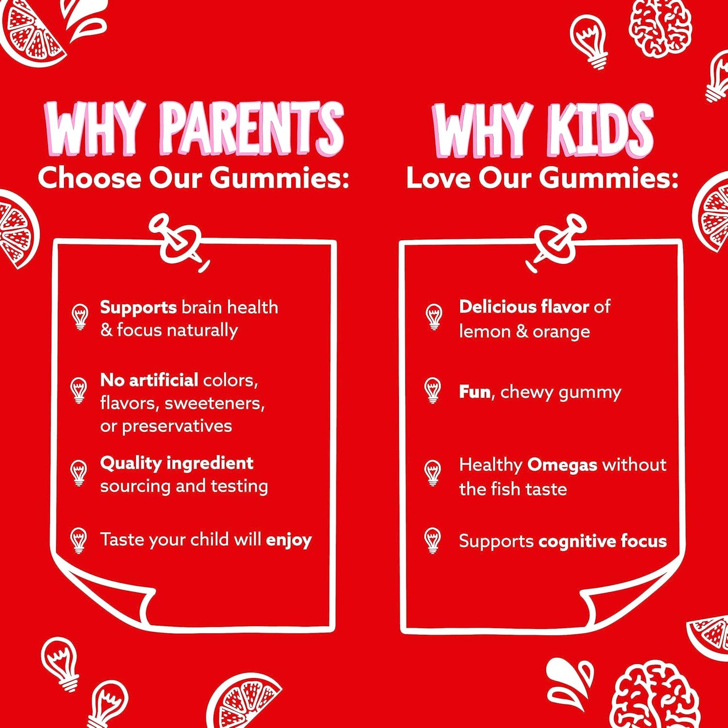 Kid's Brain Boost: Feel Great DHA + 3 6 9 Omega Chewable Gummies - Natural Focus & Development - 275mg Omega - Chia Oil - 2 Pack
