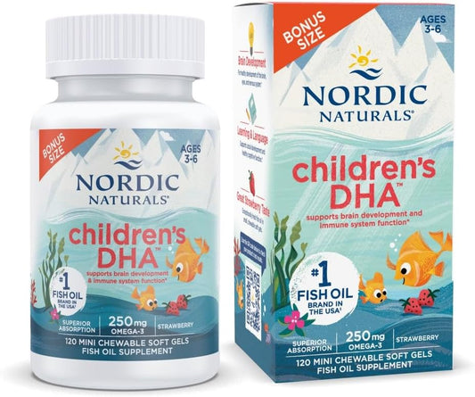 Kids' Brain Boost: Nordic Naturals Children’s DHA Strawberry Soft Gels - 250mg Omega-3 EPA & DHA - Non-GMO - 30 Servings