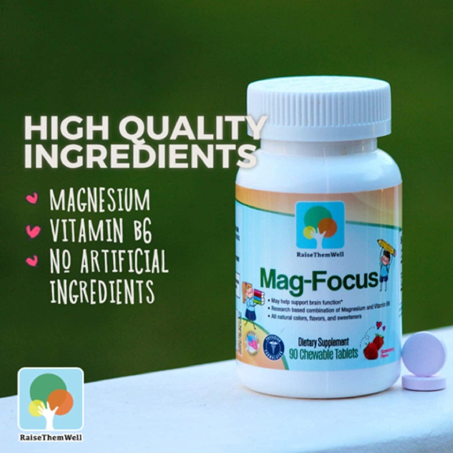 Kids Bundle: Natural Strawberry Magnesium Focus Supplement & Safe Magnesium Oil Balm