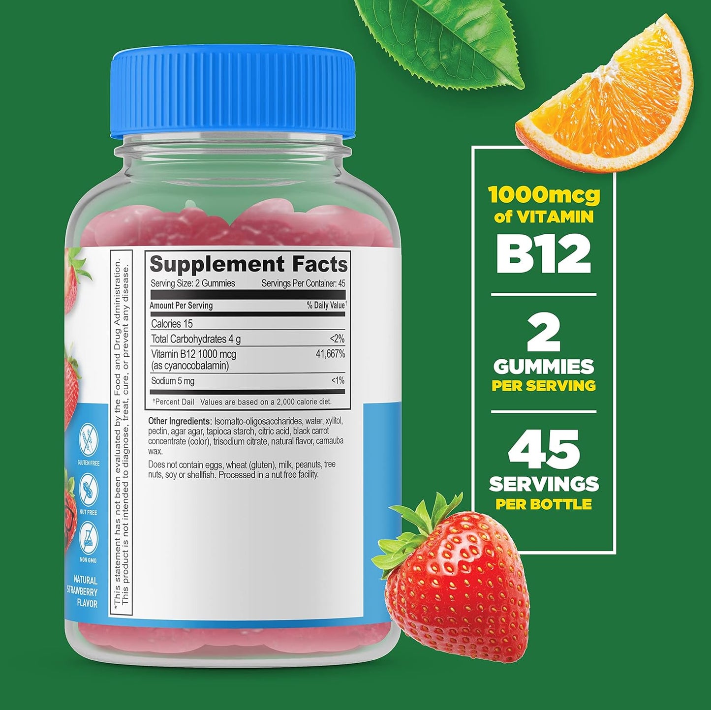Kids Bundle: Tasty Sugar-Free Vitamin B12 + Prebiotic Fiber Gummies - Gluten & GMO Free, Chewable Supplement
