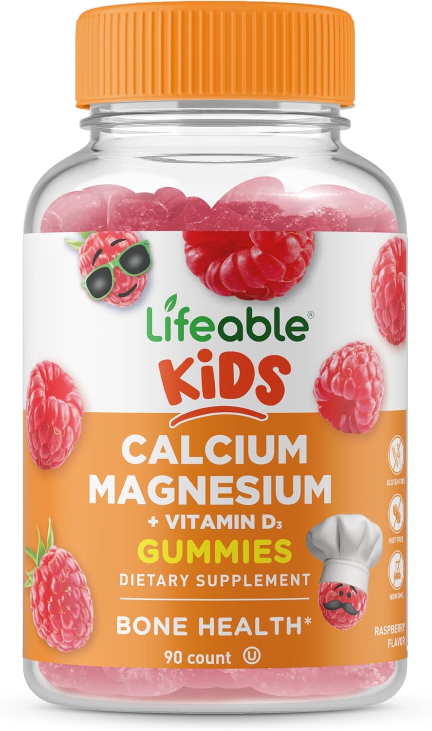 Kids Calcium Magnesium Vitamin D Gummies for Bone Strength | 90 Great Tasting Gummies for Tooth & Bone Health | Children's Bone Supplements