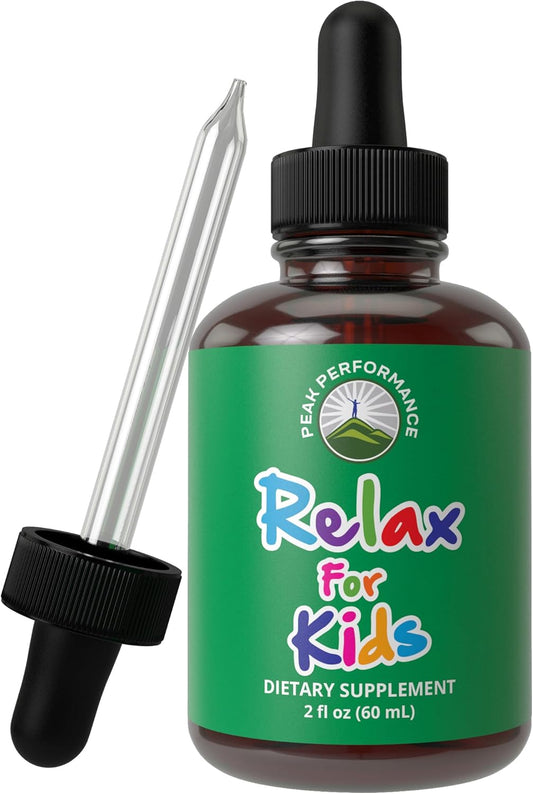 Kids Calm Liquid Drops with Chamomile & Magnesium for Relaxation & Optimal Sleep - No Bitter Taste, Sugar Free, Non-Habit Forming Vegan Supplement