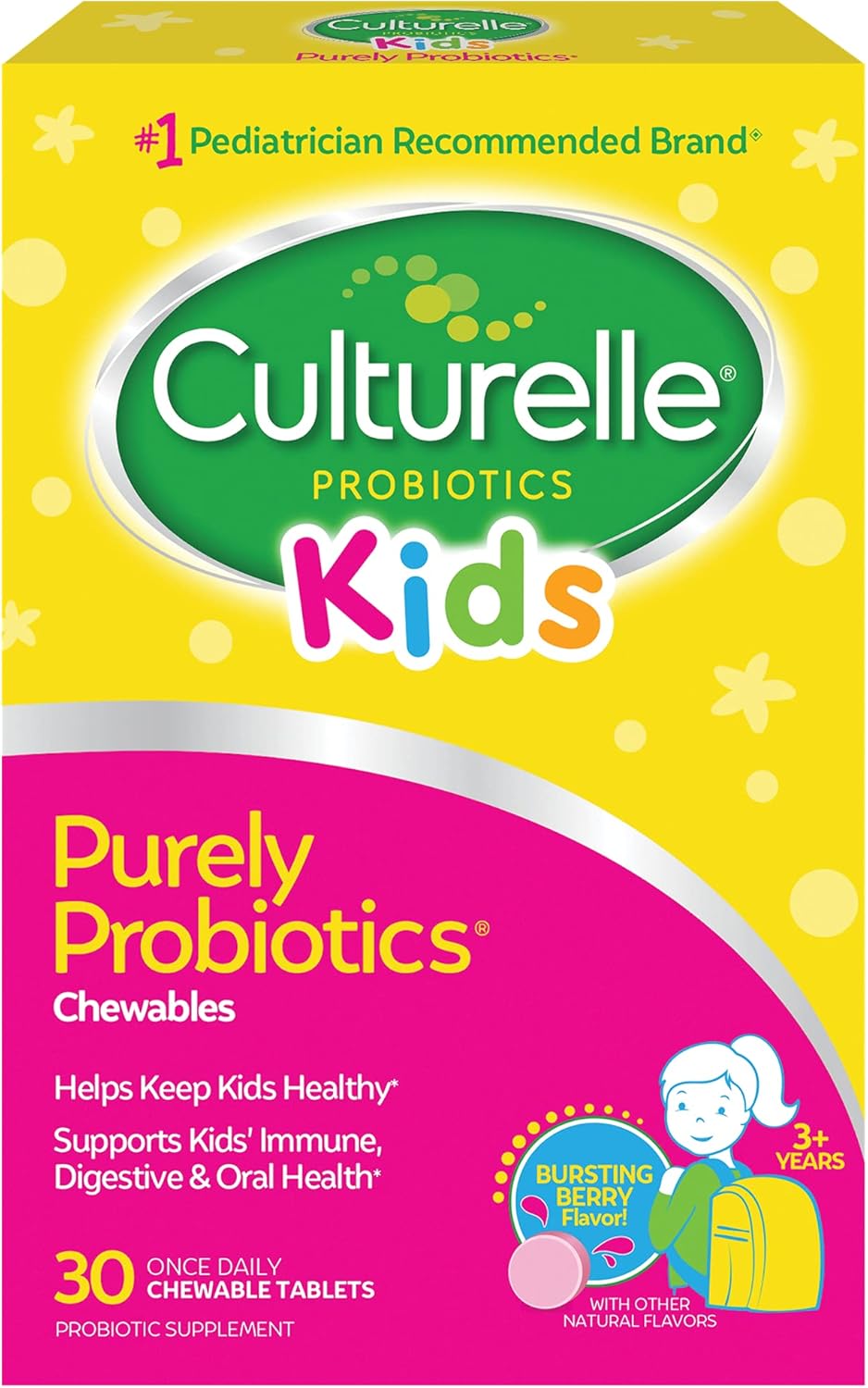Kids Daily Probiotic + Veggie Fiber Gummies - 30 Count, Ages 3+, Pediatrician-Recommended Chewable Probiotic
