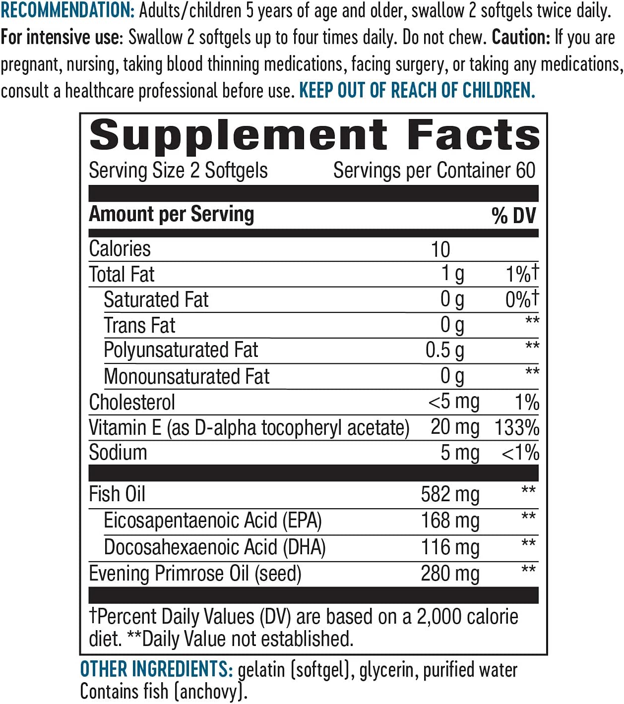Kids' EFA Blend with Vitamin E for Eye and Brain Support, 120 Softgels by Nature's Way