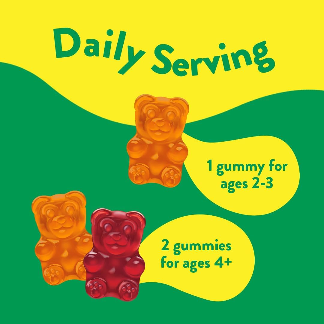Kids Fiber and Immune Support Gummy Supplements - Berry & Lemon Flavors, Vitamin C, D, Zinc for Digestive & Immune Health