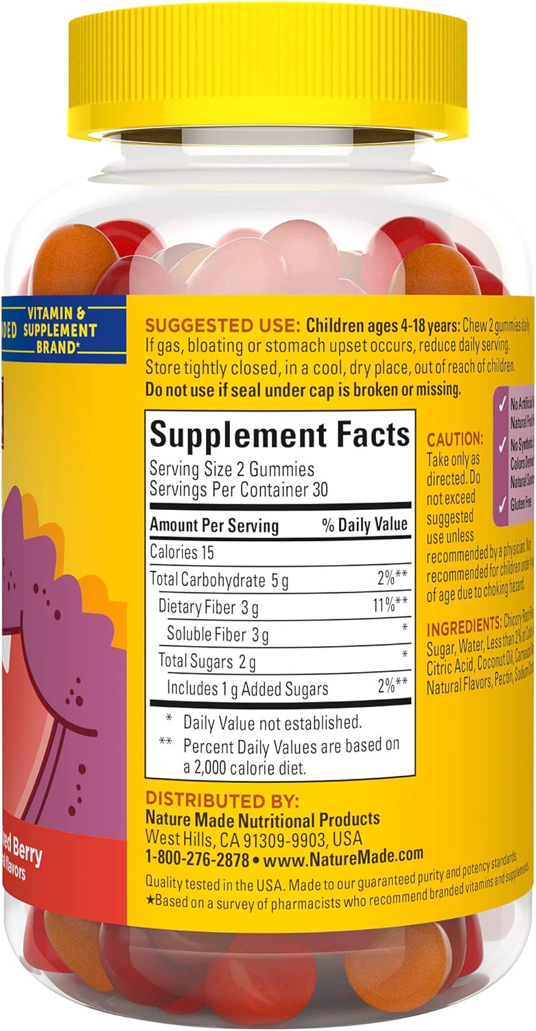 Kids Fiber Gummies by Nature Made - Digestive Health Support, 60 Gummies, 30 Day Supply