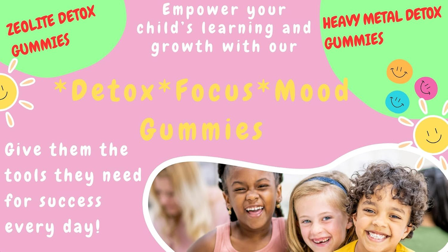 Kid's Heavy Metal Detox Gummies with Zeolite, Vitamin B12, and Superfoods for Speech Focus and Cleanse