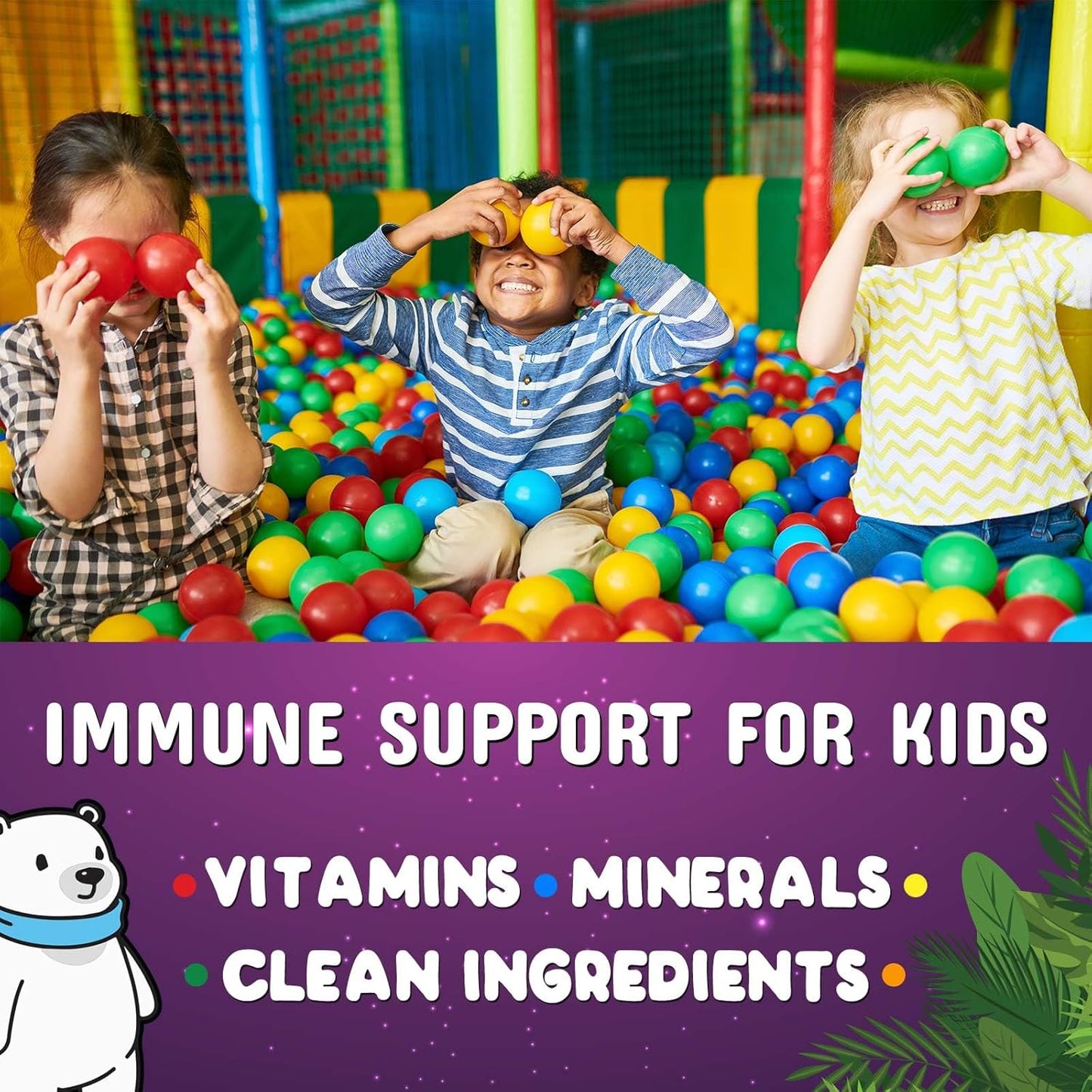 Kids Immune Support Gummies - Vitamin C, Zinc, Echinacea - Vegan & Non-GMO - Natural Berry Flavor - 90 Count