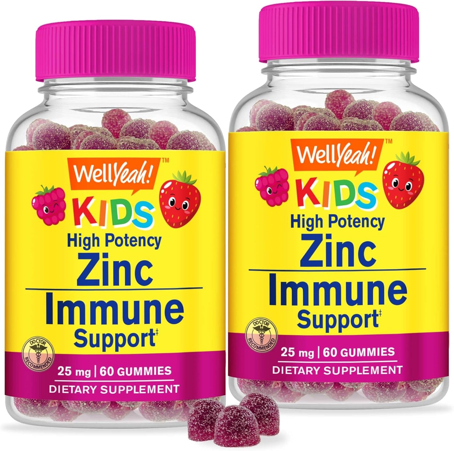 Kids Immune Support Gummies - Zinc Supplement for Skin Health - Vegan & GMO-Free - 60 Gummies
