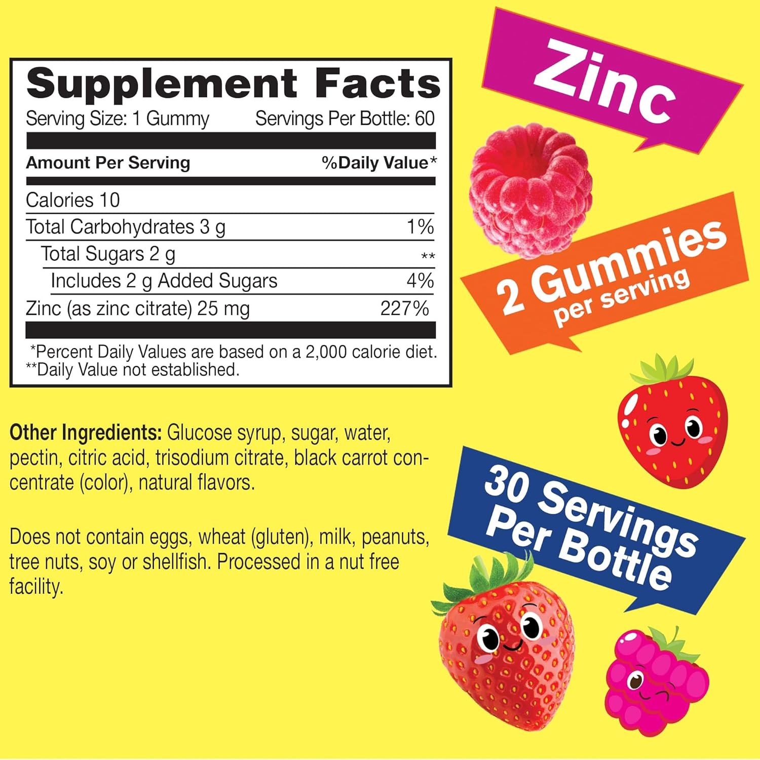 Kids Immune Support Gummies - Zinc Supplement for Skin Health - Vegan & GMO-Free - 60 Gummies