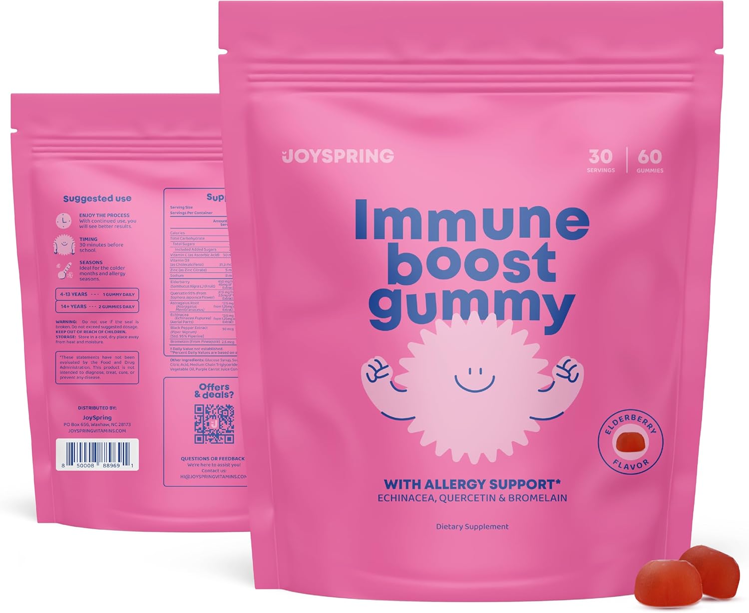 Kids Immune Support Gummies with Quercetin, Bromelain, Elderberry, Vitamin C, and Zinc - 60 Count