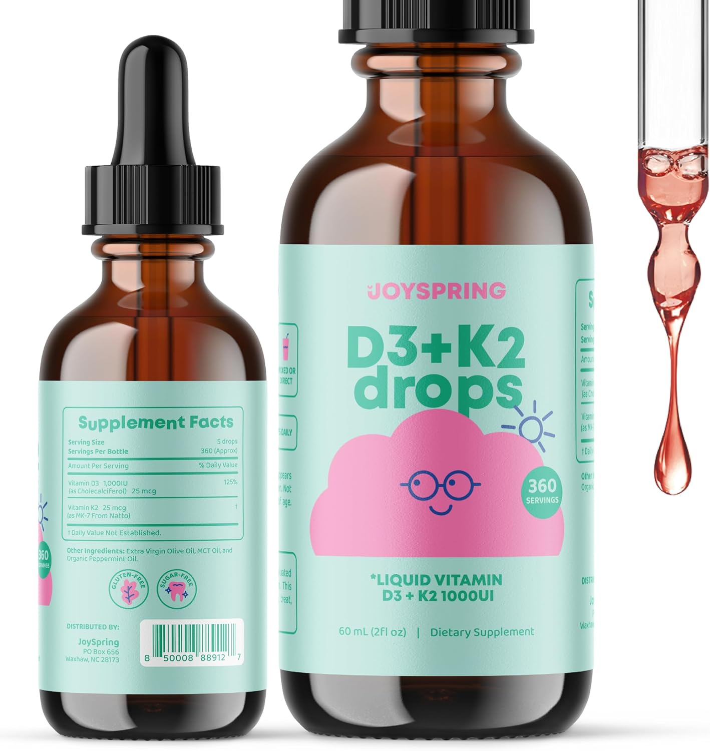 Kids Immune Support Liquid Supplement with Vitamin D3, K2, and Zinc - Elderberry & Zinc Formula by JoySpring