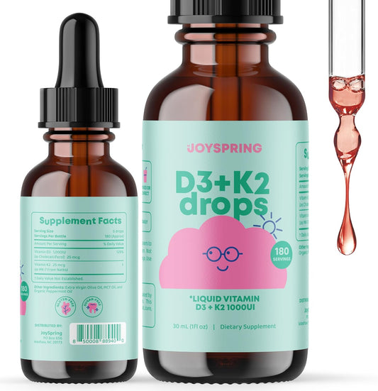 Kids Immunity Support Bundle: Vitamin D & Zinc Liquid Drops | JoySpring Natural Non-GMO Vegan Supplements for Health