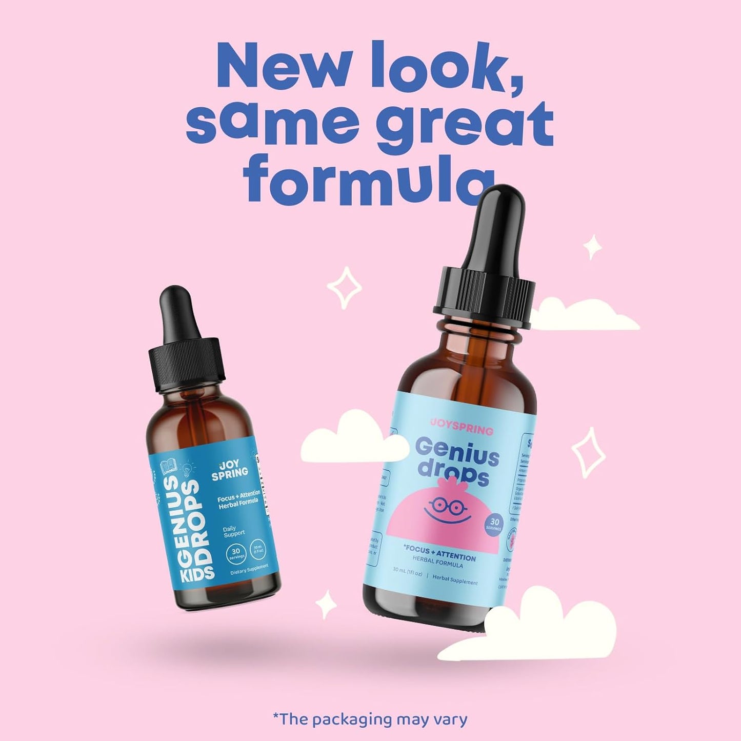 Kid's Liquid Herbal Focus Supplement with Ginkgo Biloba | JoySpring Genius Drops | Clinically Proven (1 fl oz)