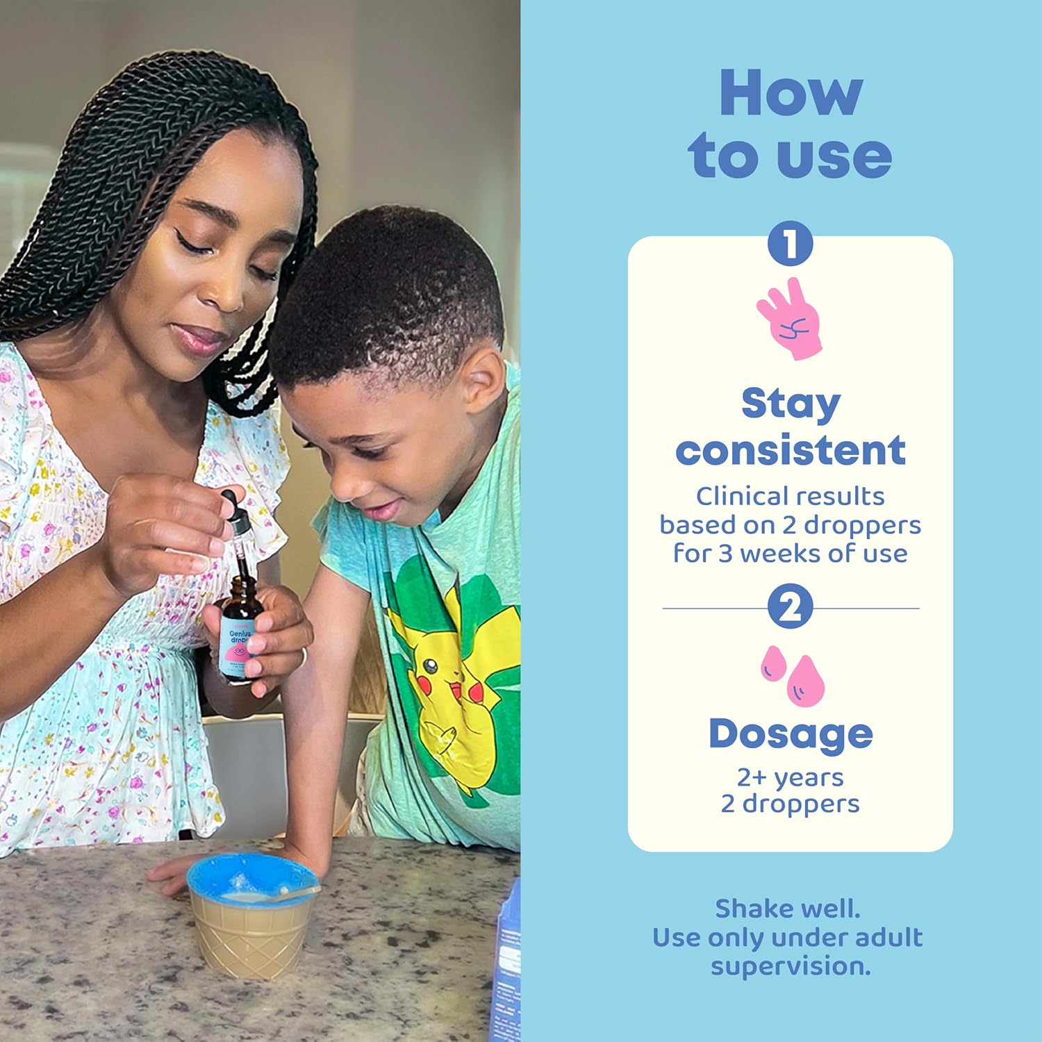 Kid's Liquid Herbal Focus Supplement with Ginkgo Biloba | JoySpring Genius Drops | Clinically Proven (1 fl oz)