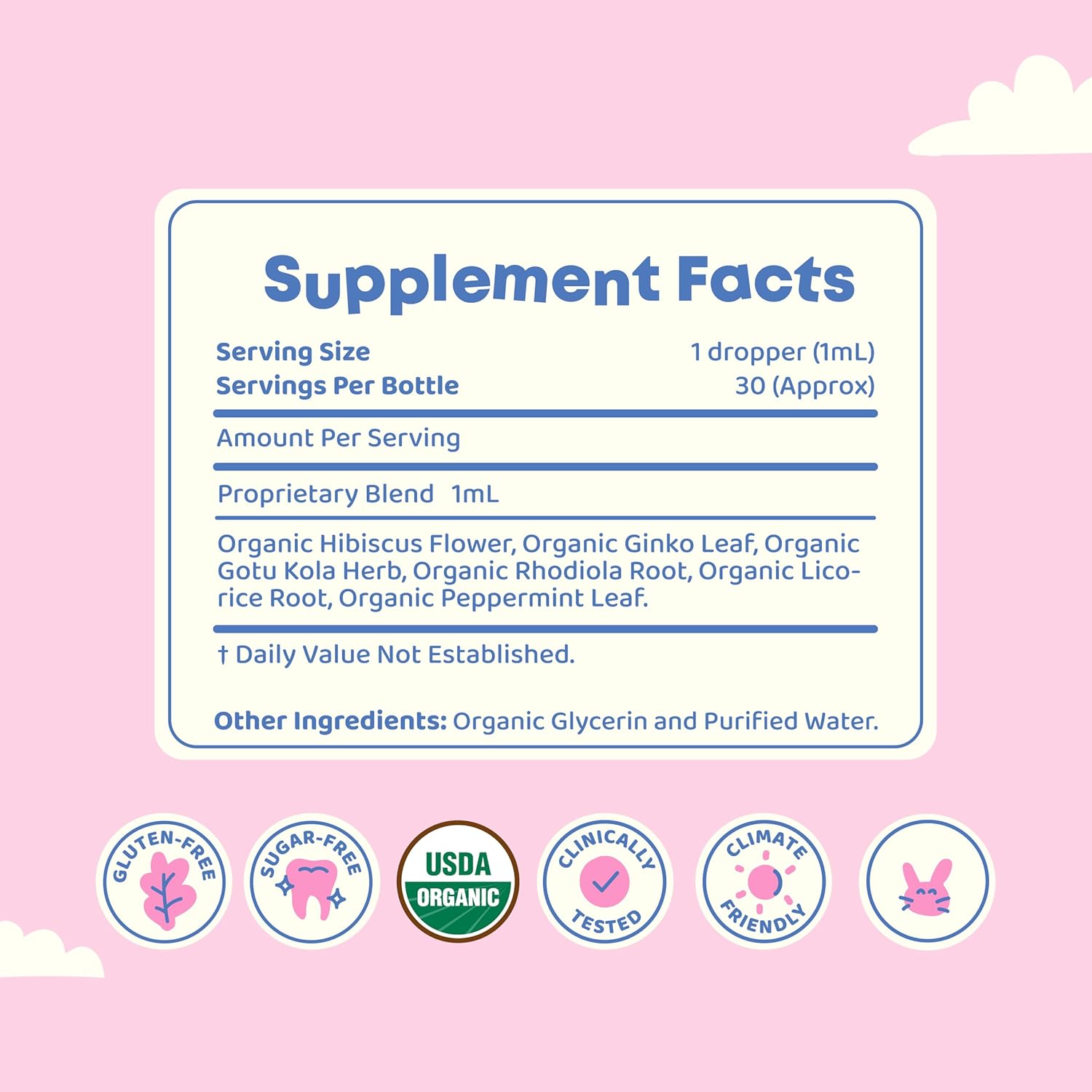 Kid's Liquid Herbal Focus Supplement with Ginkgo Biloba | JoySpring Genius Drops | Clinically Proven (1 fl oz)