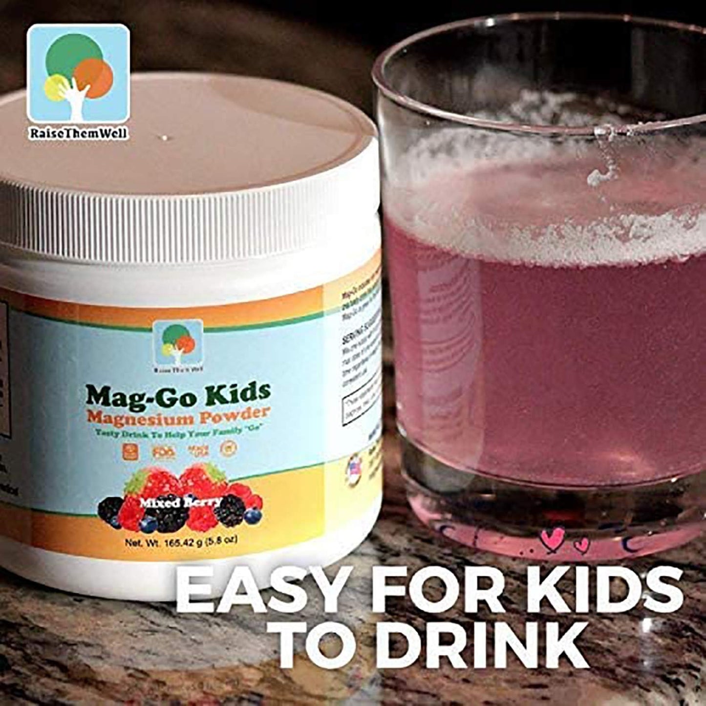 Kids Magnesium Powder with Probiotics and Vitamin C for Immune Health