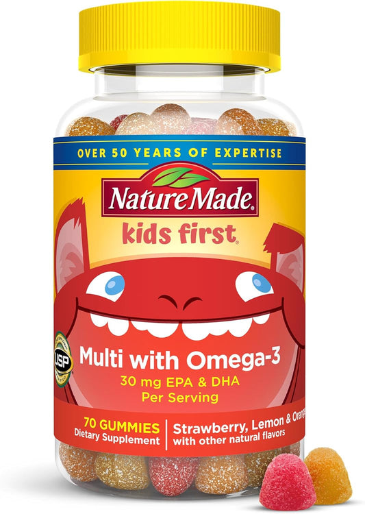Kids Multivitamin Gummies with Omega-3 and Essential Nutrients for Children's Health, 70 Gummies