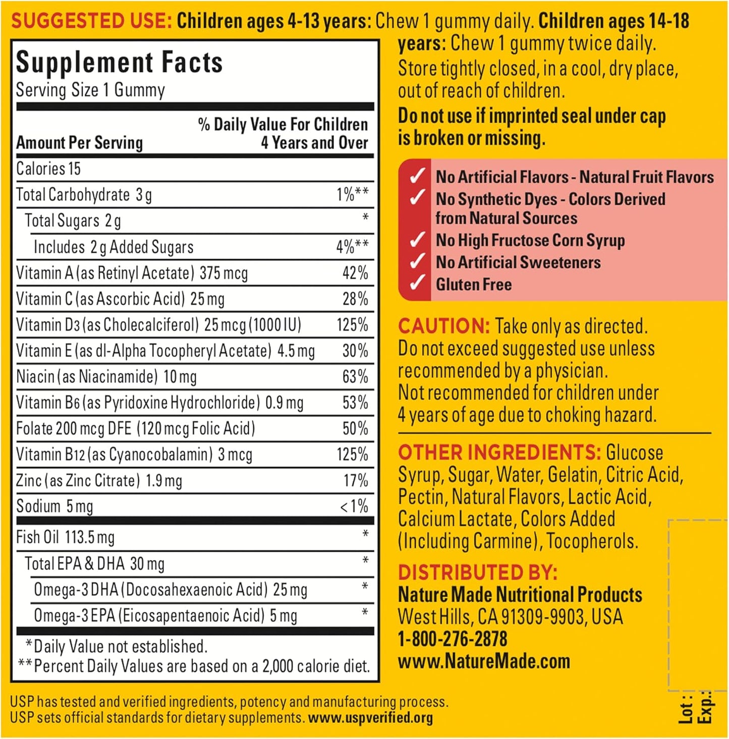 Kids Multivitamin Gummies with Omega-3 and Essential Nutrients for Children's Health, 70 Gummies