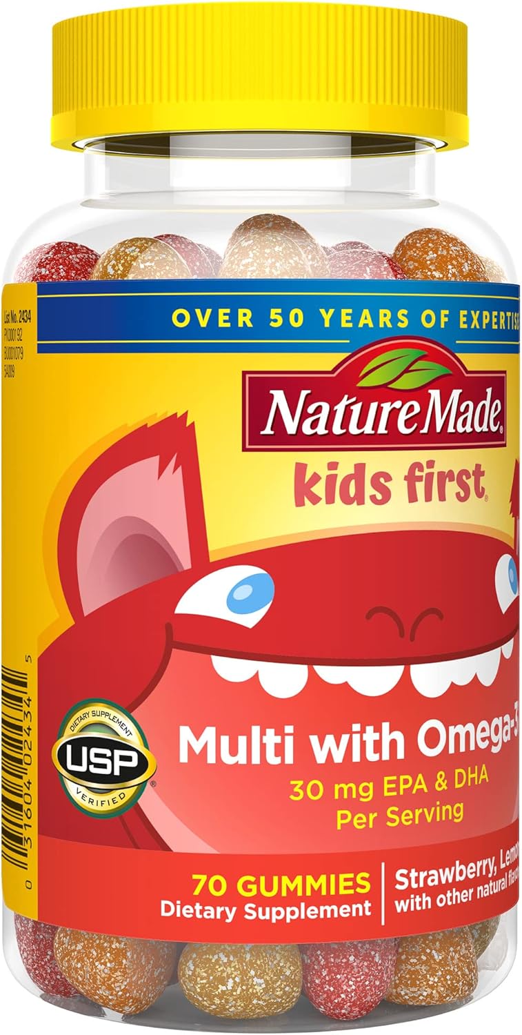 Kids Multivitamin Gummies with Omega-3 and Essential Nutrients for Children's Health, 70 Gummies