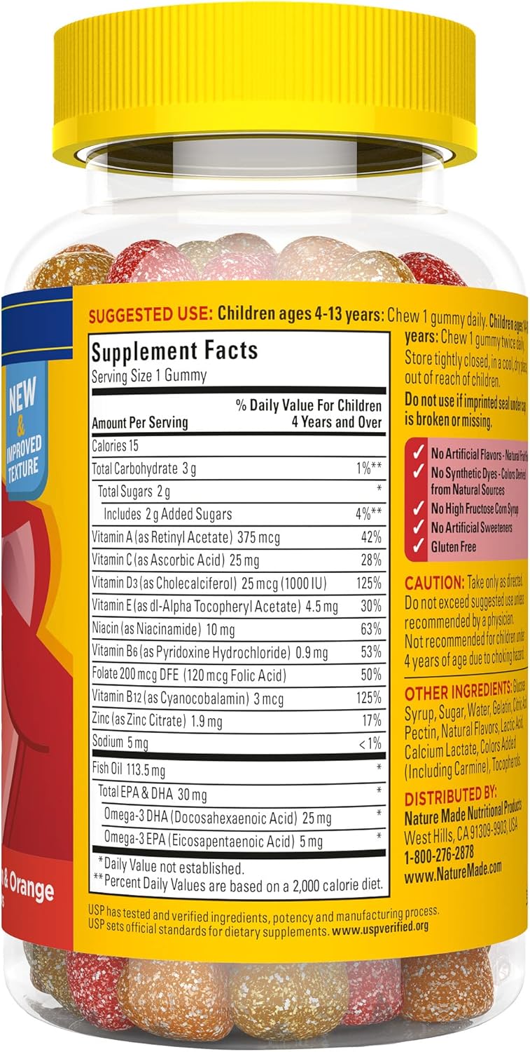 Kids Multivitamin Gummies with Omega-3 and Essential Nutrients for Children's Health, 70 Gummies
