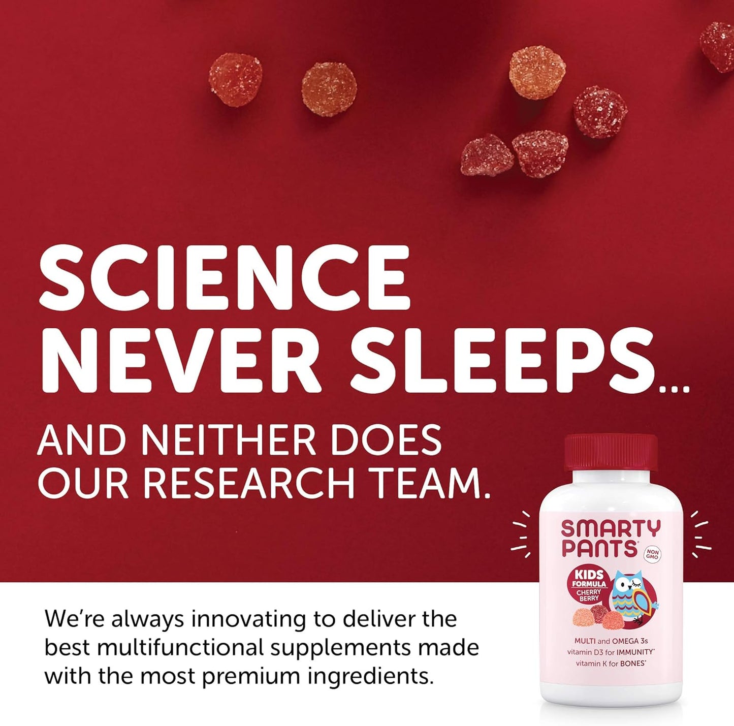 Kids Multivitamin Gummies with Omega 3 Fish Oil, Vitamin D3, C, B12, B6, A, K & Zinc - Immune Support, Grape, Cherry & Berry Flavors - 90 Count