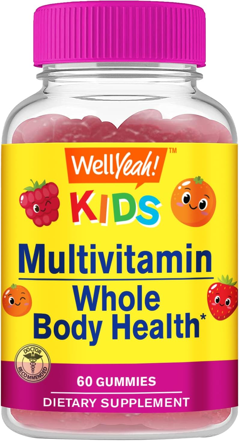 Kids Multivitamin Gummies with Vitamin C, D3, E, A, B6, B12, Biotin, Zinc, Folic Acid, Iodine, Niacin | Immune & Energy Support | Orange & Berry | 60 Count