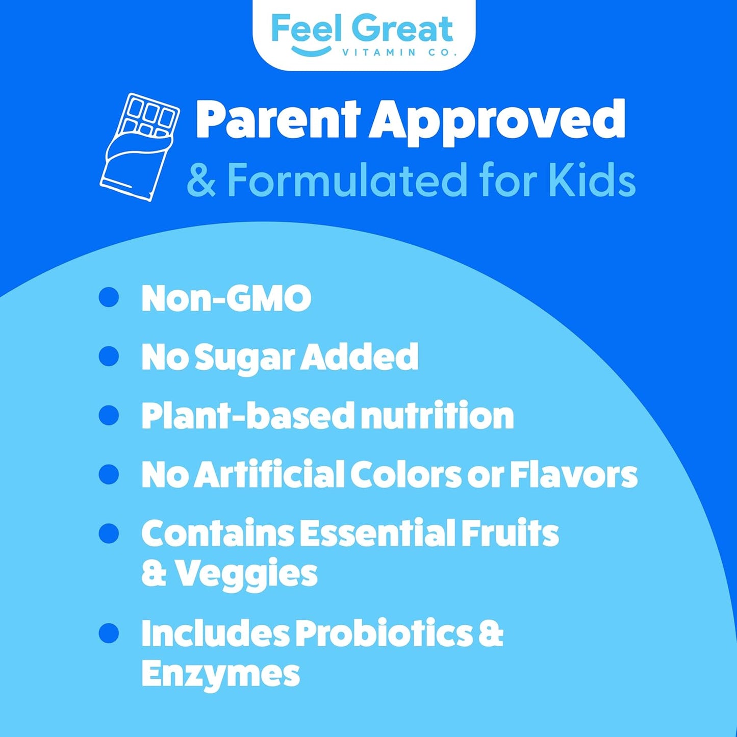 Kids Organic Super Greens Powder with Fruits & Veggies - All-In-One Real Plant Multivitamin for Children - No Synthetic Ingredients, No Fillers, No Added Sugar - The Feel Great Vitamin Company