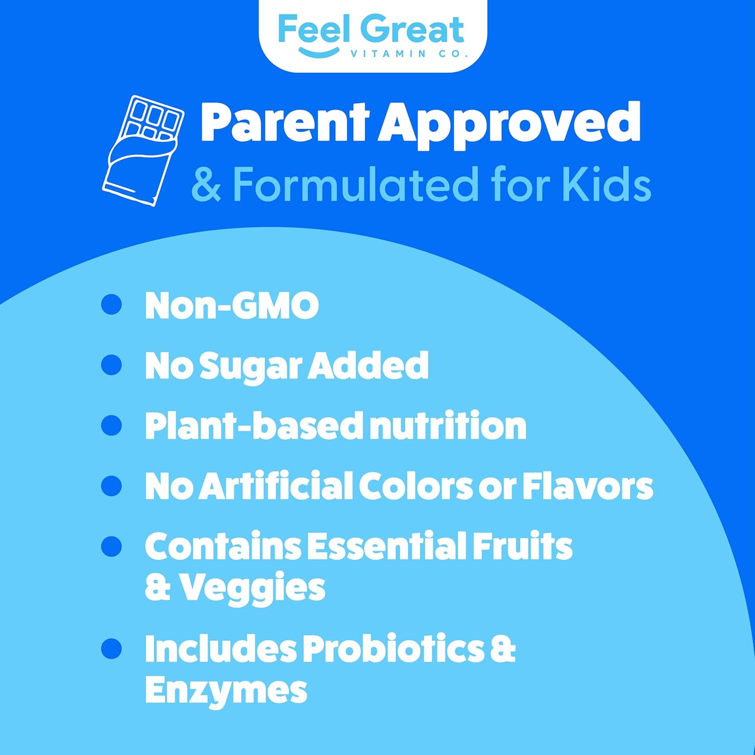 Kids Organic Super Greens Powder with Fruits & Veggies - All-In-One Real Plant Multivitamin for Children - No Synthetic Ingredients, No Fillers, No Added Sugar - The Feel Great Vitamin Company