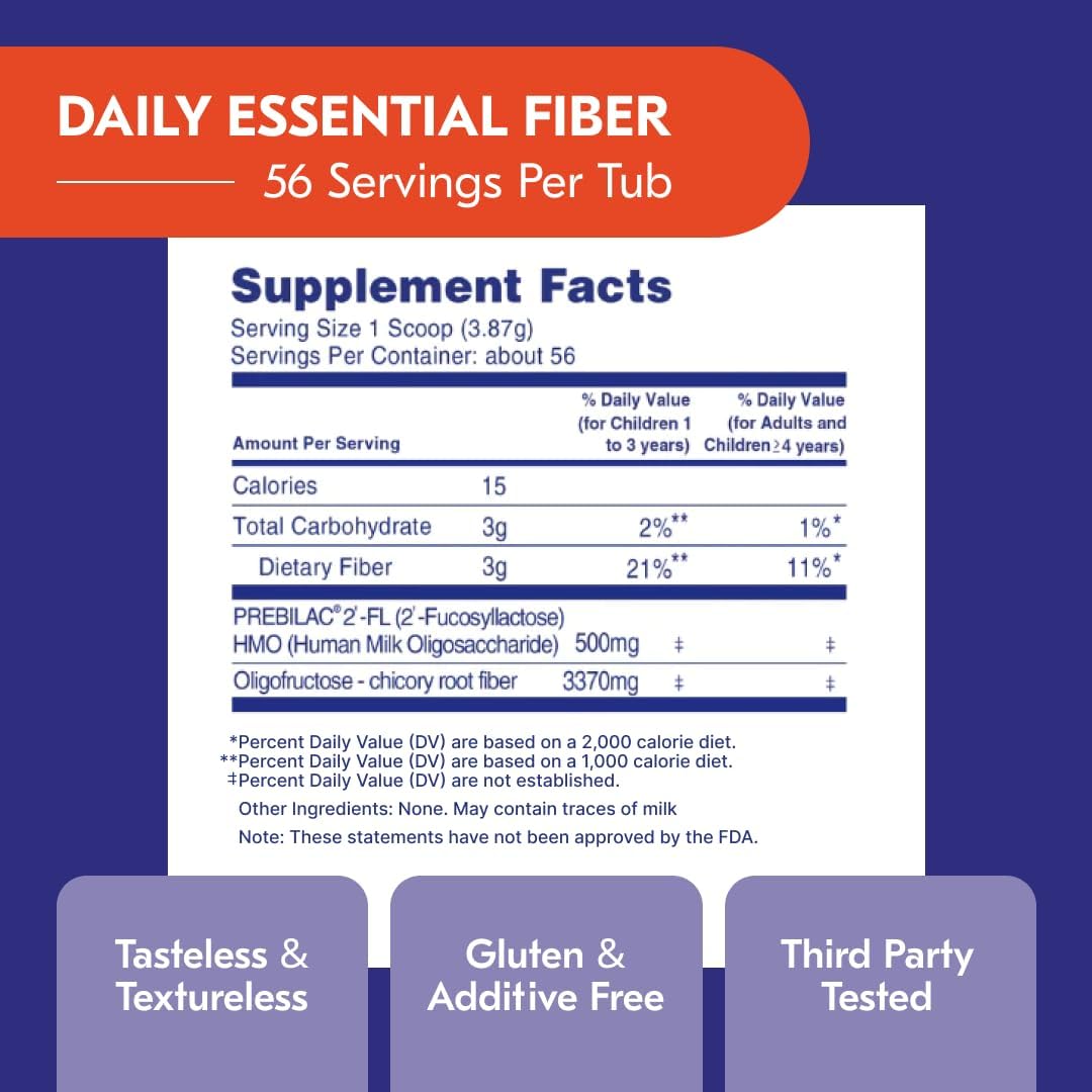 Kids Prebiotic Soluble Powder Supplement 56-Pack | Stool Softeners for Digestive Health | Mix with Daily Beverages - Unflavored