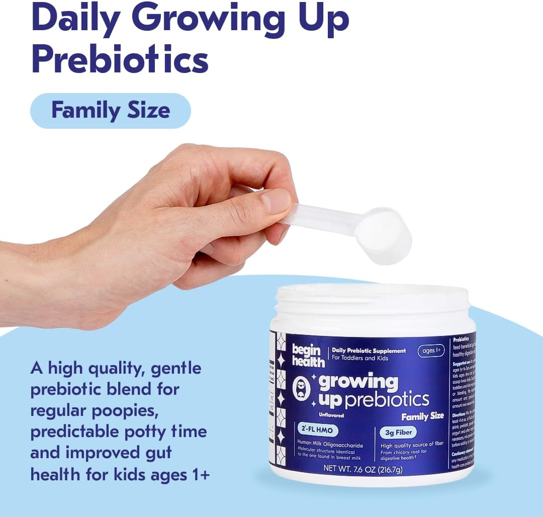 Kids Prebiotic Soluble Powder Supplement 56-Pack | Stool Softeners for Digestive Health | Mix with Daily Beverages - Unflavored