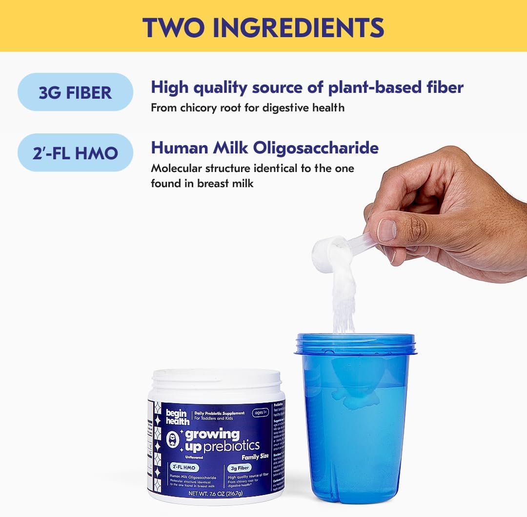 Kids Prebiotic Soluble Powder Supplement 56-Pack | Stool Softeners for Digestive Health | Mix with Daily Beverages - Unflavored