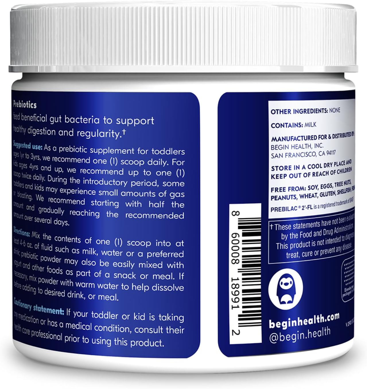 Kids Prebiotic Soluble Powder Supplement 56-Pack | Stool Softeners for Digestive Health | Mix with Daily Beverages - Unflavored