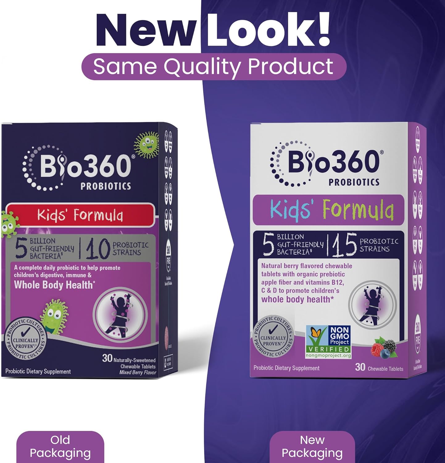Kids Probiotic Chewables with 15 Strains & 5 Billion CFU for Brain, Immune & Digestive Health - Organic Prebiotics for Gut & Constipation - Mixed Berry Flavor - 30 Count