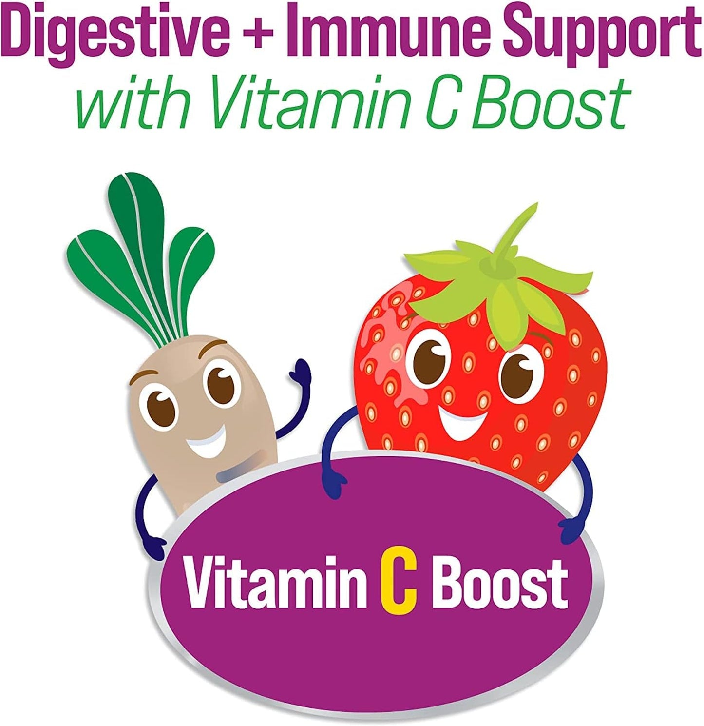 Kids Probiotic & Fiber Gummies - 60 Count, Digestive Health & Immune Support, Berry Flavor with Vitamin C Boost, Ages 3+