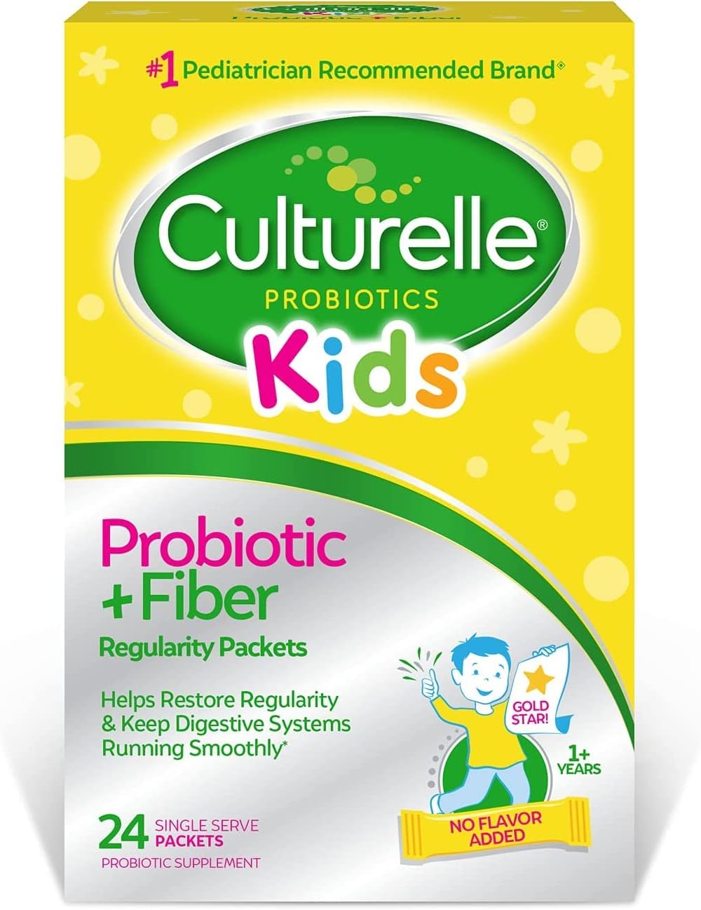 Kids Probiotic & Fiber Supplement for Digestive Regularity - Supports Kids' Gut Health Naturally - 24 Single Packets