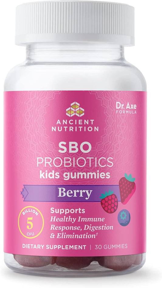 Kids Probiotic Gummies with Berry Flavor, 5 Billion CFUs, Supports Gut Health, Reduces Bloating & Constipation, 30 Count